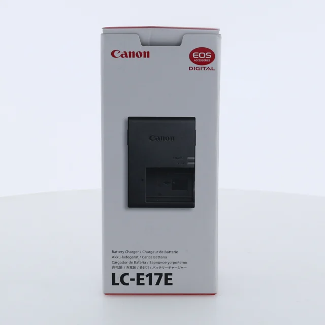 A boxed camera battery charger