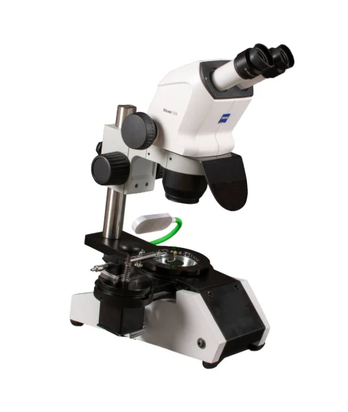 A stereo microscope used to examine gemstones
