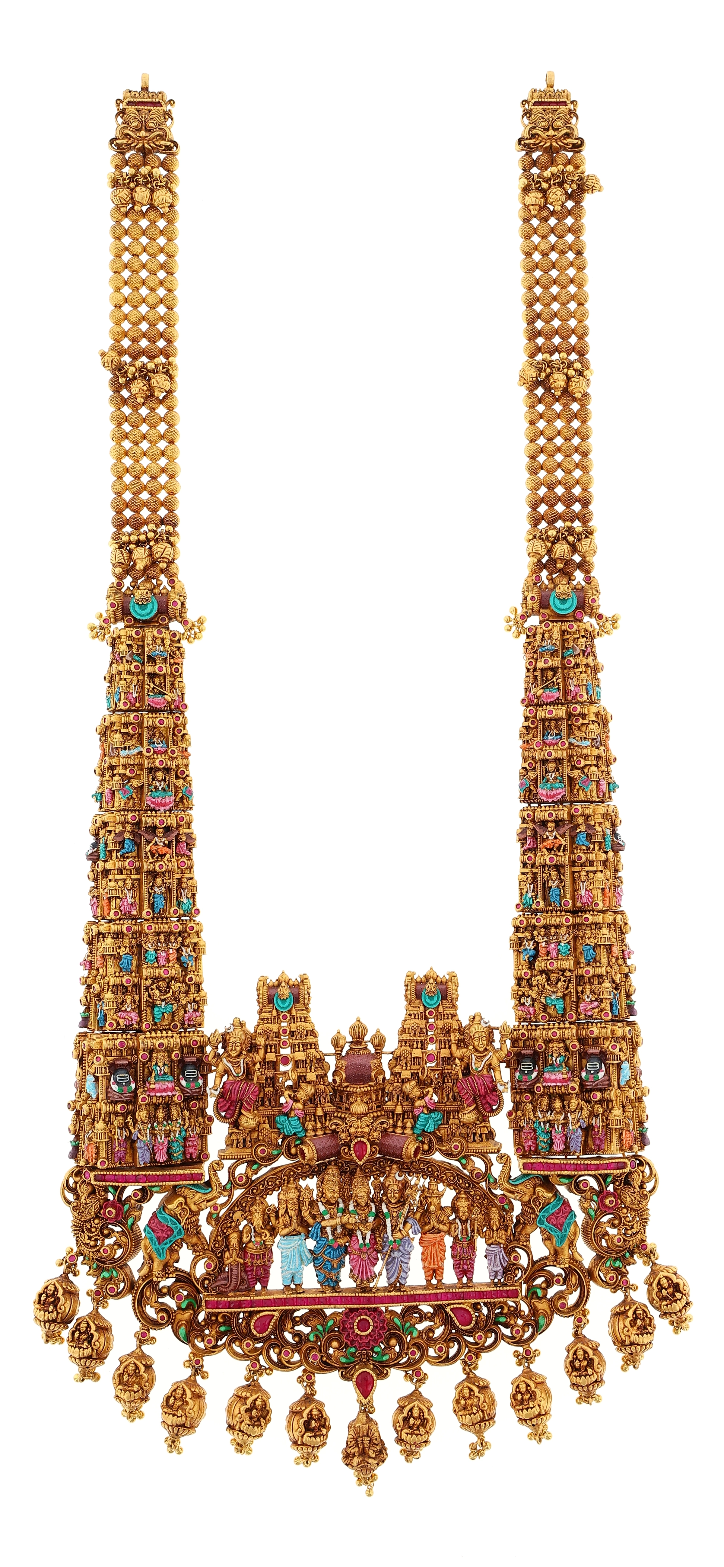 Antique temple-style long haram necklace