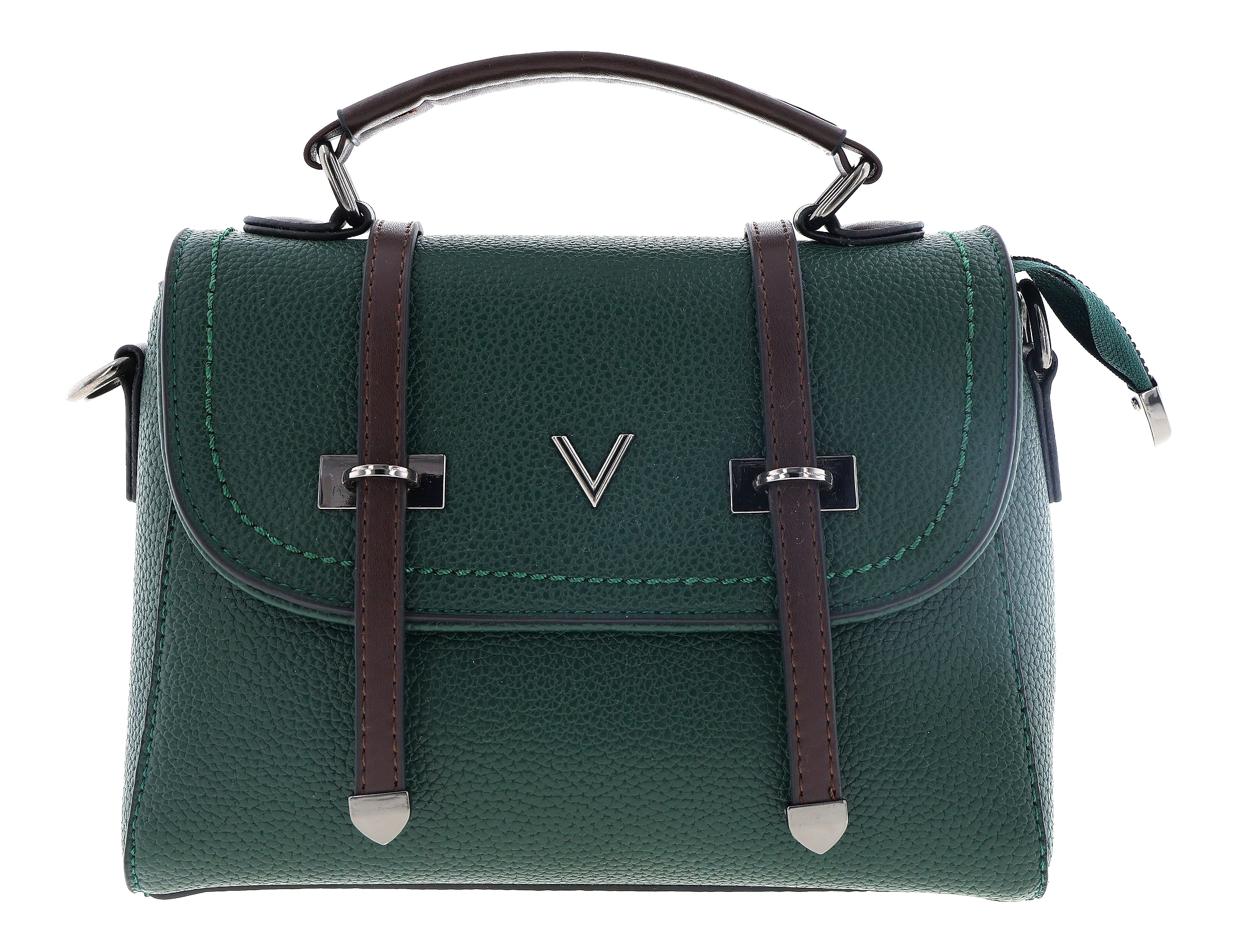 Green leather bag — e-commerce product shot